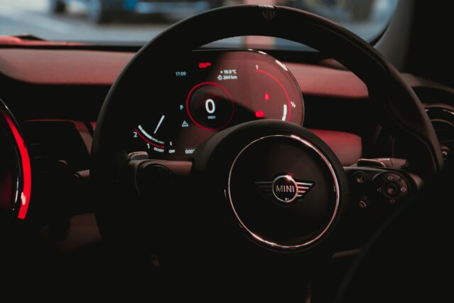 mini steering wheel and dashboard